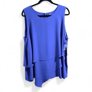 Vince Camuto Tunic Blouse Optic Blue Womens 2X